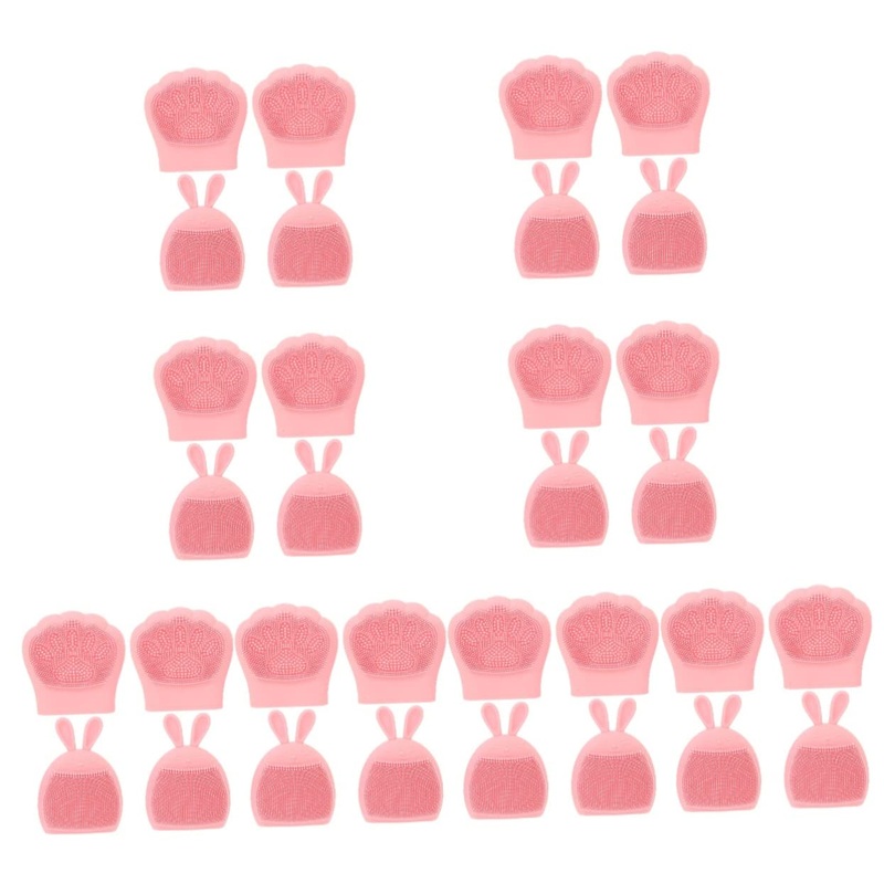 minkissy 32 Pcs Rabbit Ears Facial Brush Silicone Exfoliating Brush Hair Scalp Massager Facial Cleansing Pads Hand Held Massager Face Scrub Cleansing Brush Household Miss Silica Gel Pink Light Pinkx8pcs 7.5×7.5cmx8pcs