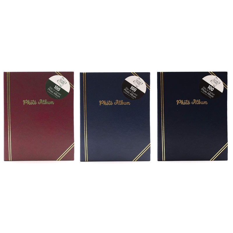 Picture ThisPhoto Album – 100 Slip in Pockets Red Black Blue – 4′ x 6′ Plain 100 4″x6″ Pockets