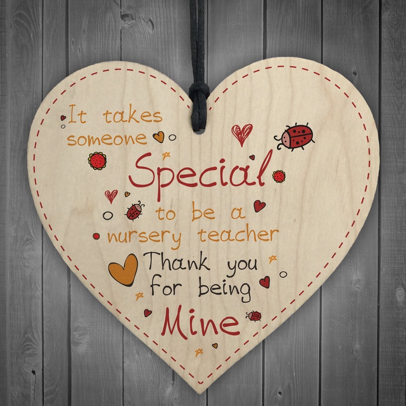 RED OCEAN Special Nursery Teacher Leaving Nursery Wooden Heart Plaque Preschool Thank You Leaving Gift