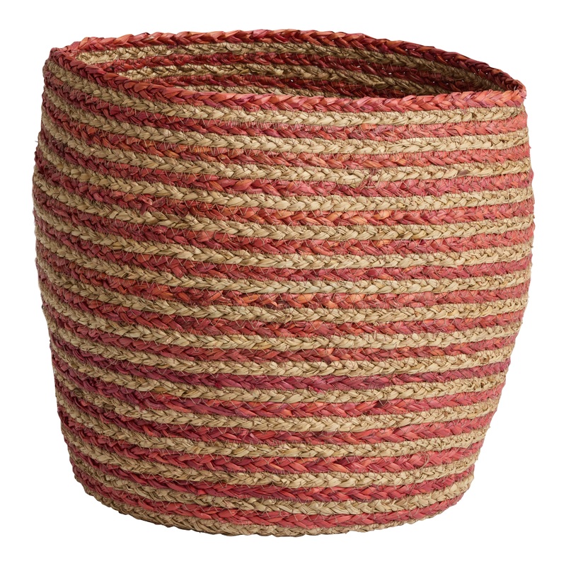 Rust and Natural Seagrass Striped Basket