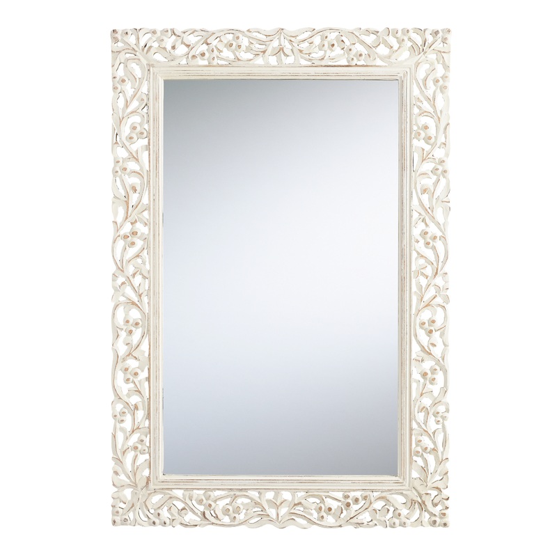 Segovia Whitewash Carved Wood Wall Mirror