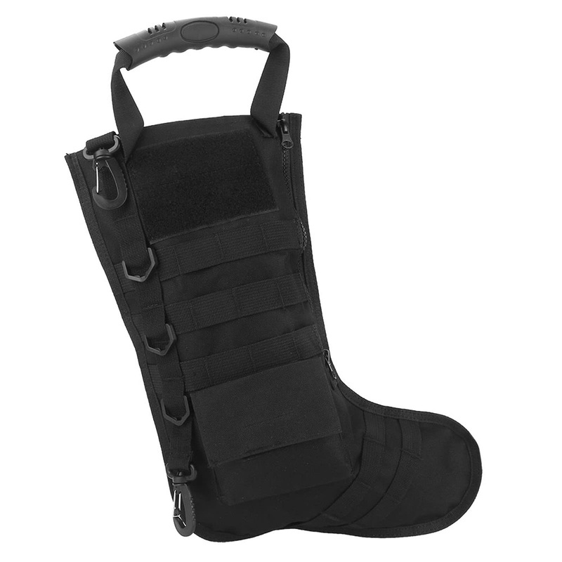 Sempoda 3 colors tactical Christmas stocking made of nylon storage bag for outdoor military accessories Christmas decoration gift bags Christmas tree stocking ornaments for vacation (black)