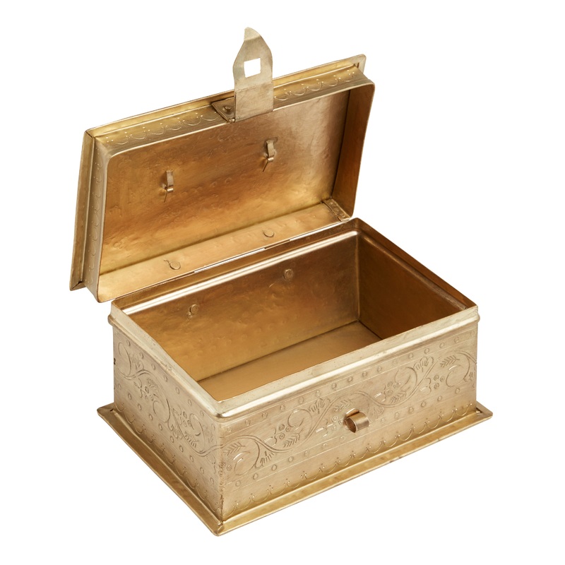 Small Antique Gold Trinket Box with Handle