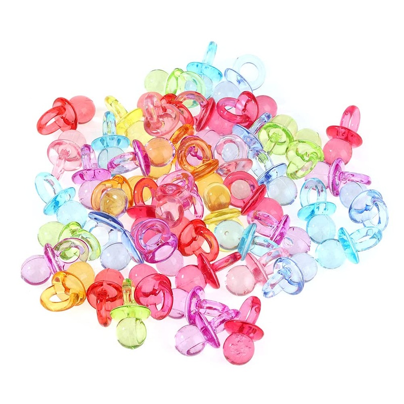 Table scatter baby pacifier different colors nice beautiful acrylic baby pacifier safe for baby newborn baby (transparent color mixture)
