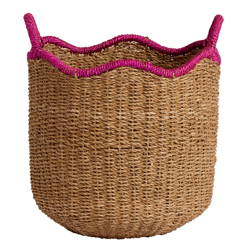 Tulia Small Natural and Pink Bankuan Tulip Basket