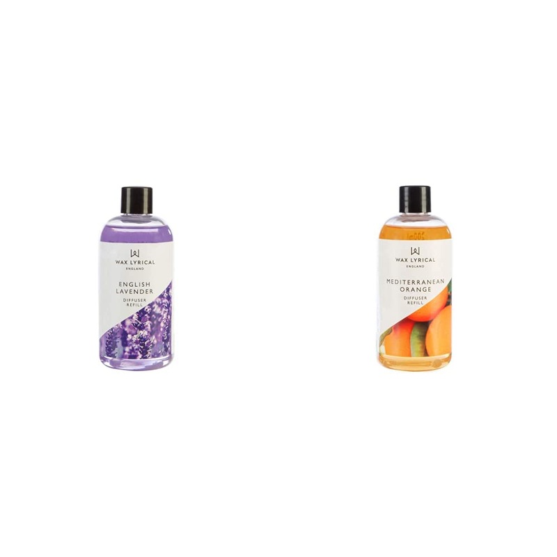 WAX LYRICAL Reed Diffuser Refill 200ml English Lavender Multicolor & WAX LYRICAL Reed Diffuser Refill 200ml Mediterranean Orange Reed Diffuser Refill + Reed Diffuser Refill 200ml