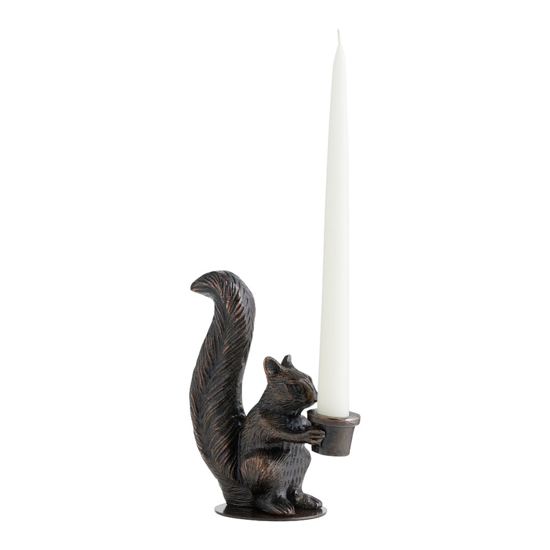Antique Bronze Squirrel Taper Candle Holder