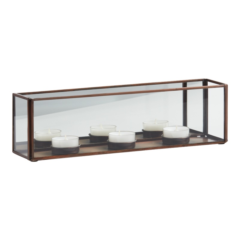 Antique Copper Mirrored Tealight Candle Holder
