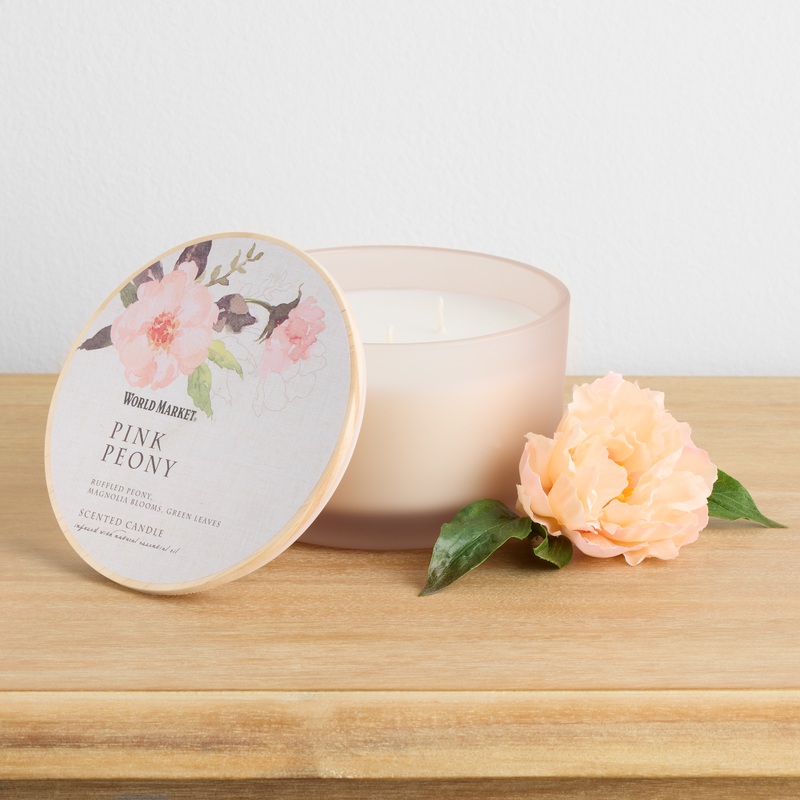Botanical Pink Peony 3 Wick Scented Candle