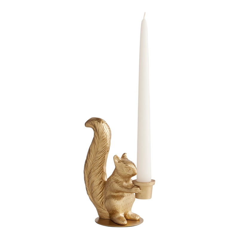 Brass Squirrel Taper Candle Holder