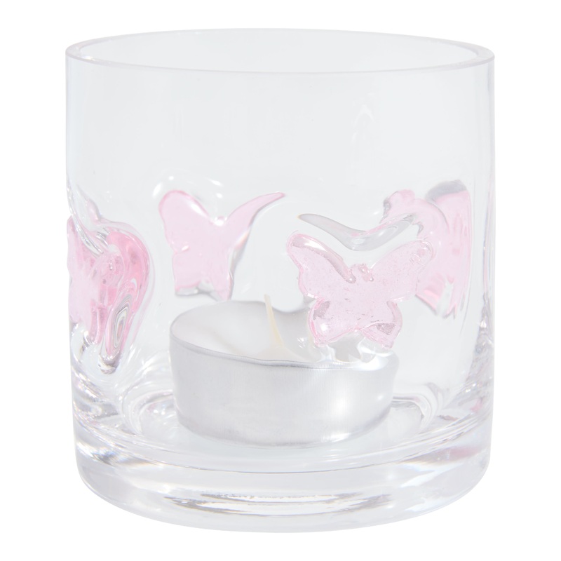 Charm Inlay Glass Tealight Candle Holder