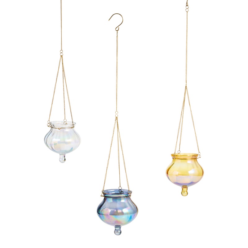 Divya Hanging Lantern Tealight Candle Holder Set of 3