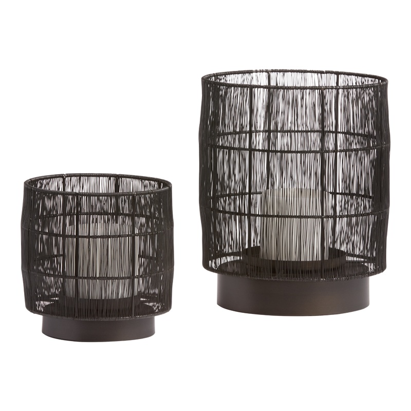 Evan Black Wire Hurricane Candle Holder