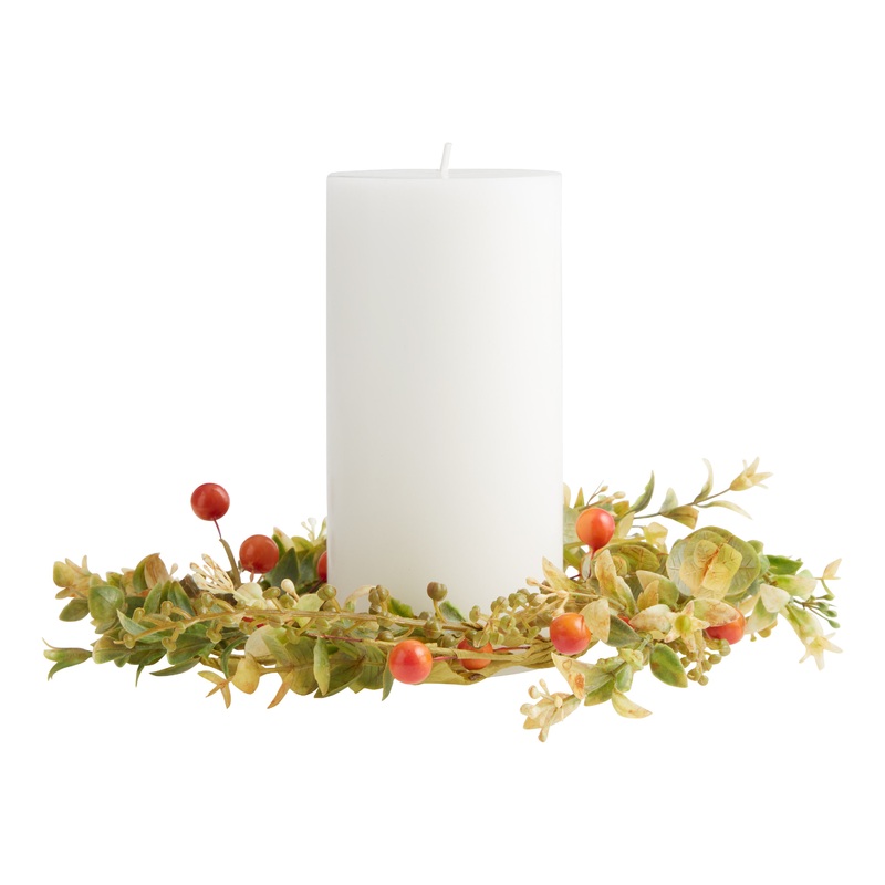 Faux Autumn Leaf and Berry Candle Ring