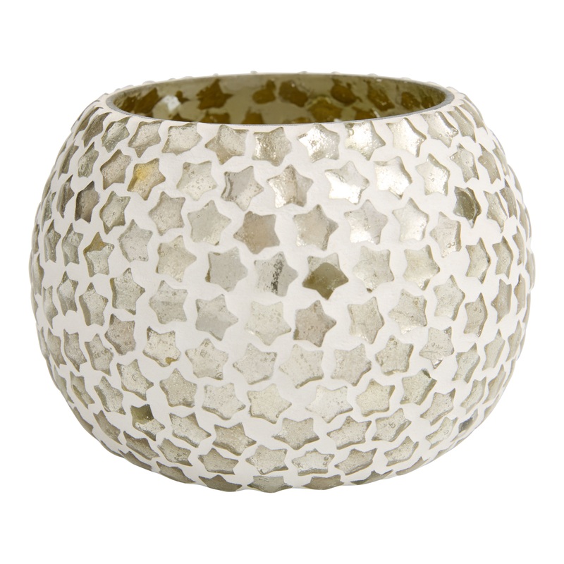 Gold Glass Star Mosaic Tealight Candle Holder