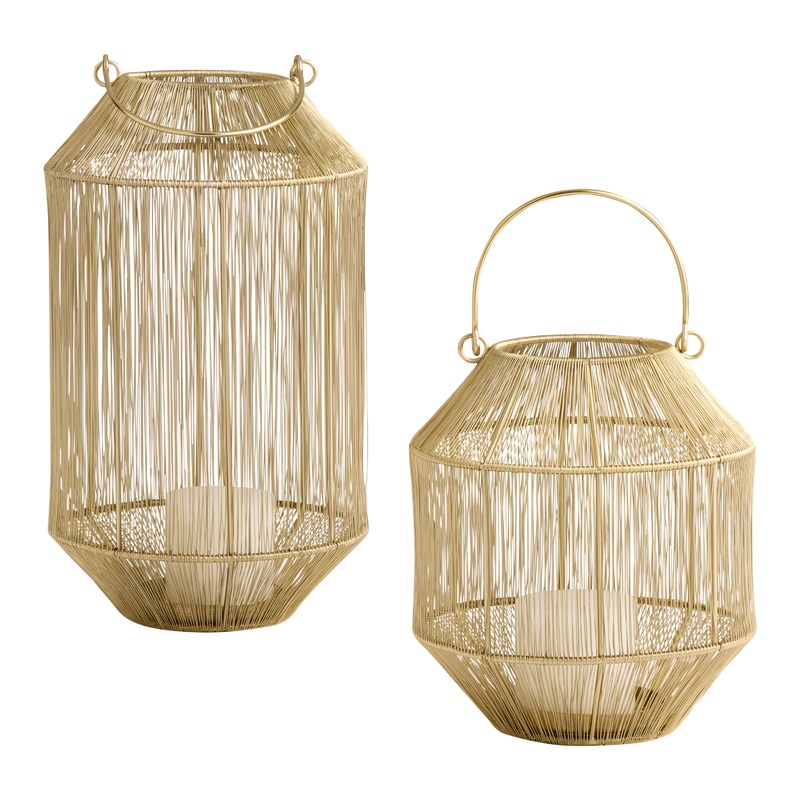 Metallic Gold Metal Wire Candle Lantern