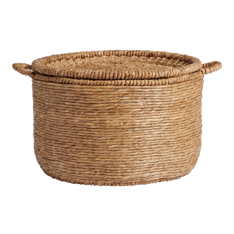 Nenita Water Hyacinth and Rattan Basket With Tray Lid
