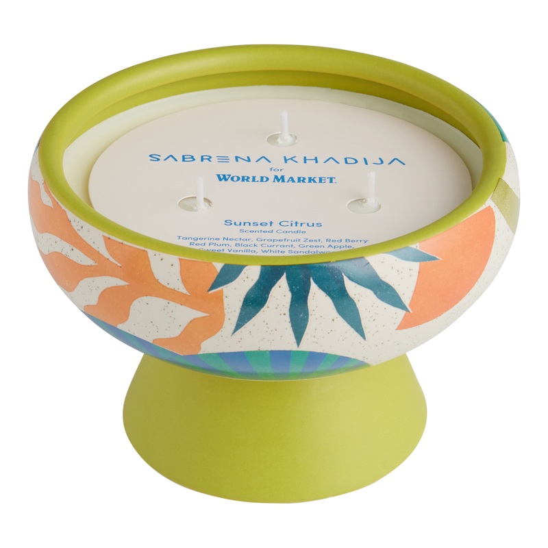 Sabrena Khadija Pedestal 3 Wick Scented Candle
