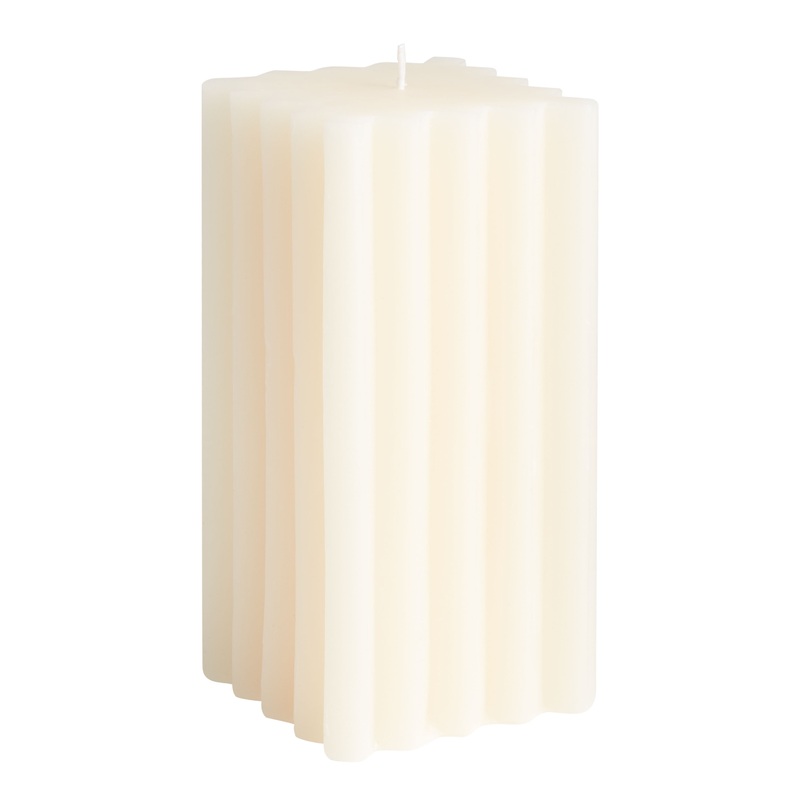 Square Ivory Fluted Unscented Pillar Candle