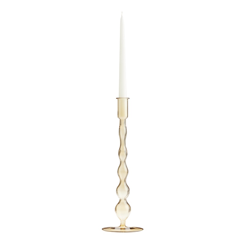 Tall Amber Glass Taper Candle Holder