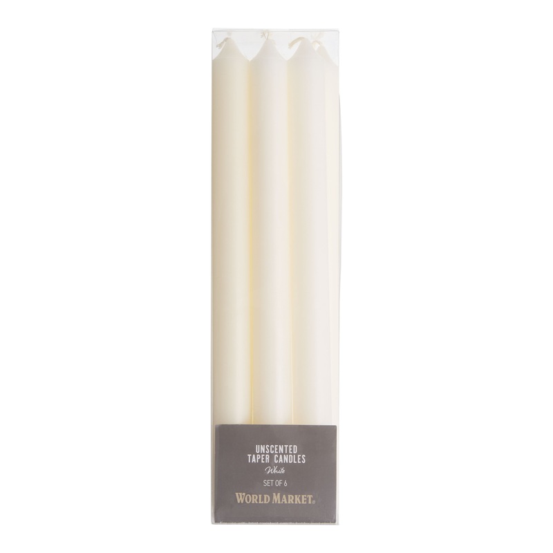 Traditional Unscented Taper Candles 6 Pack