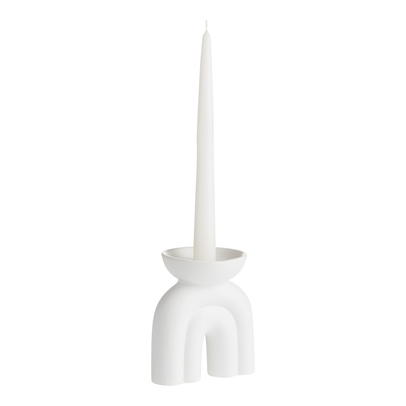 White Ceramic Arch Taper Candle Holder