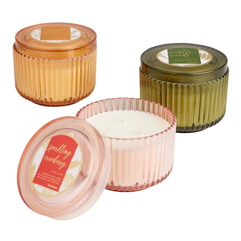 Winter Fluted Glass 3 Wick Scented Candle