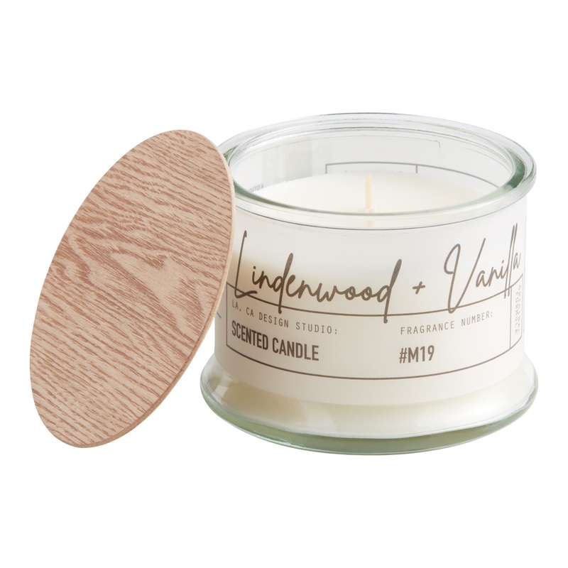 Frosted Glass Lindenwood and Vanilla 2 Wick Scented Candle