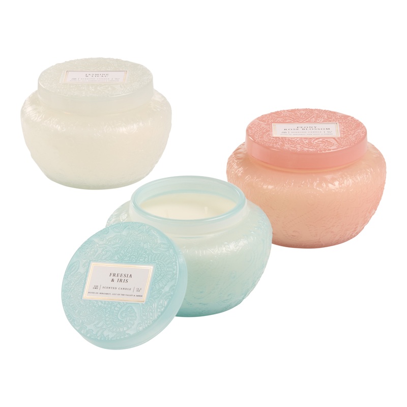 Ginger Jar Embossed Glass Scented Candle