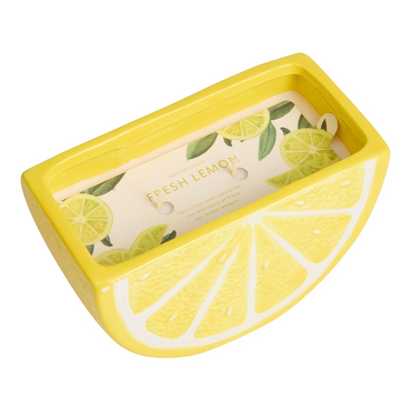 Lemon Slice Ceramic 2 Wick Scented Candle