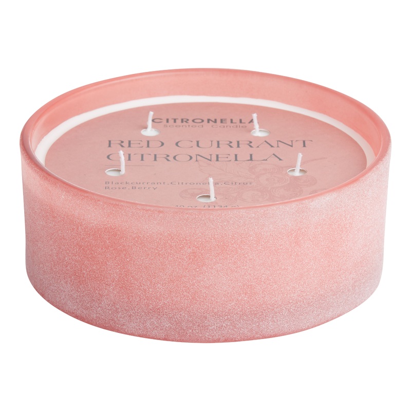 Wide Glass Red Currant 5 Wick Scented Citronella Candle