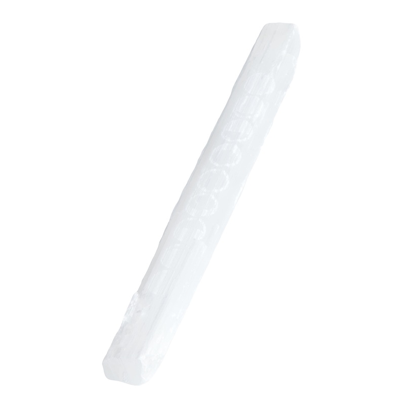 Ark Made Natural Selenite Crystal Wand with Lunar Etchings