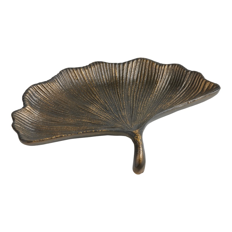 Bronze Metal Gingko Leaf Trinket Dish
