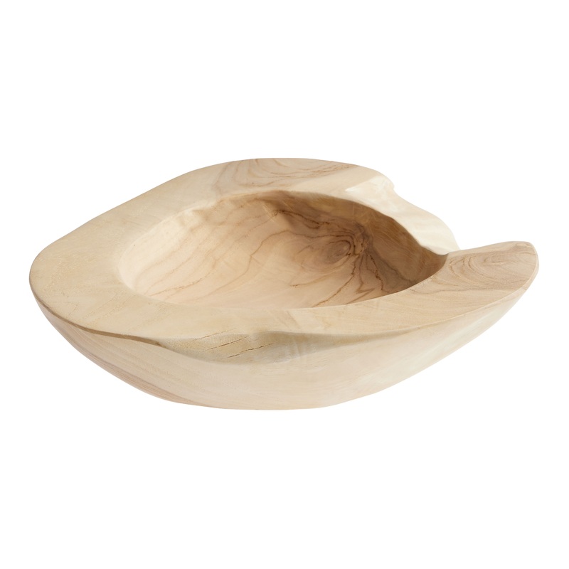 CRAFT Demi Bleached Carved Teak Root Bowl Decor