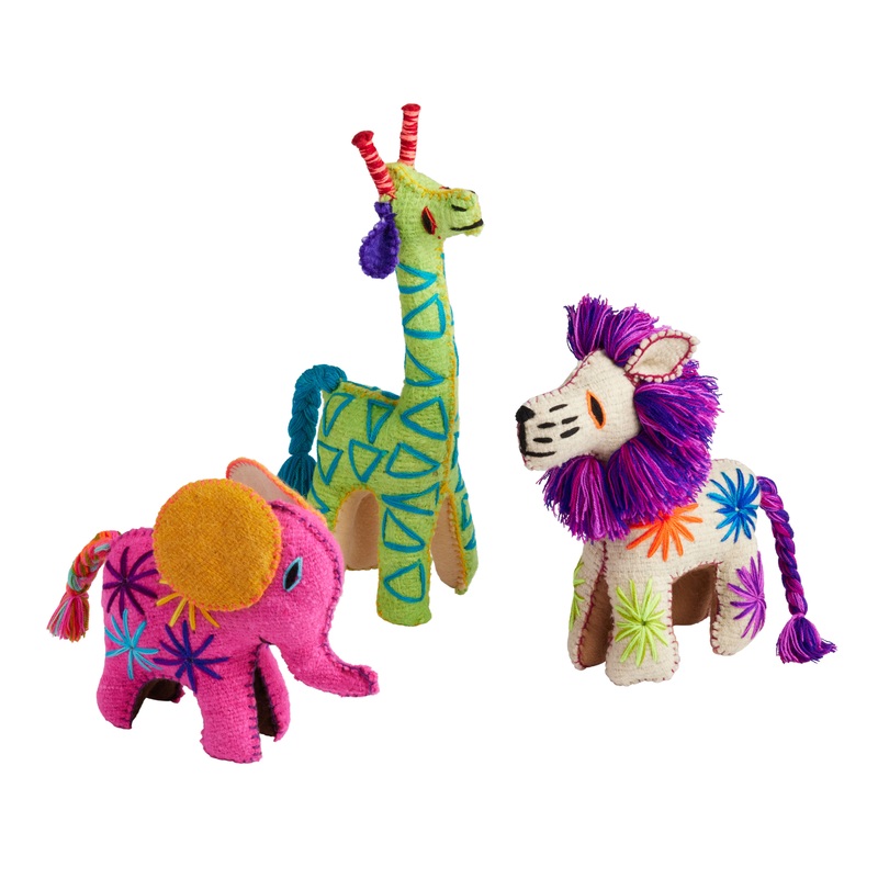 Felted Wool Handmade Mexican Animal Decor Set of 3