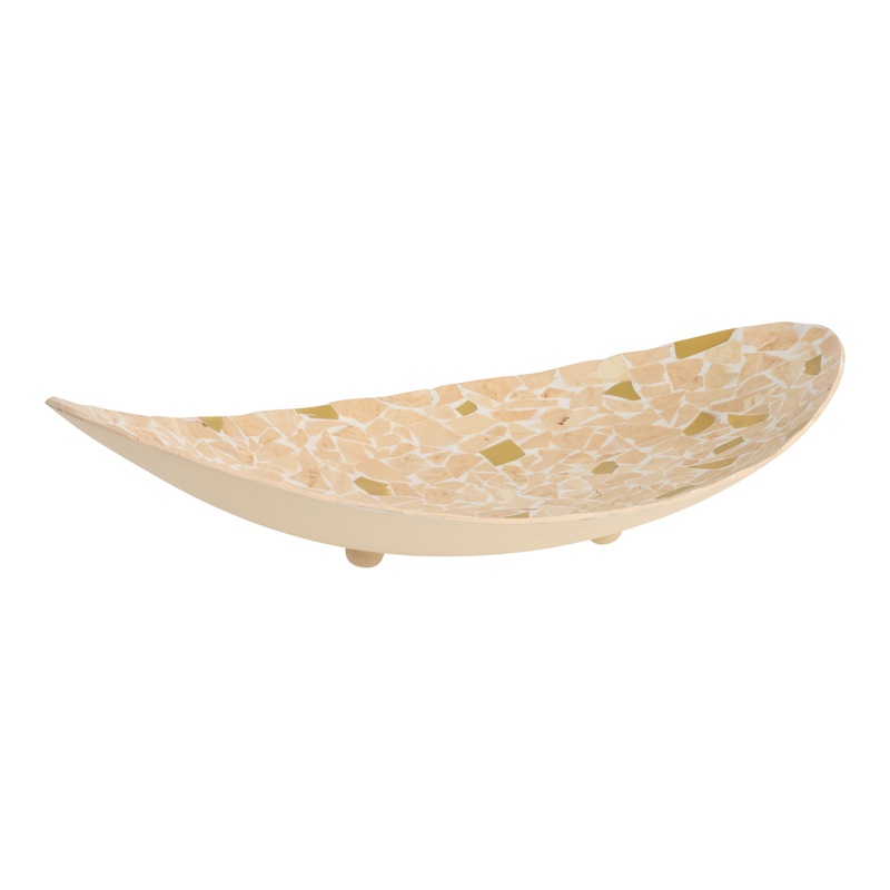 Ivory Terrazzo Metal Footed Bowl Decor