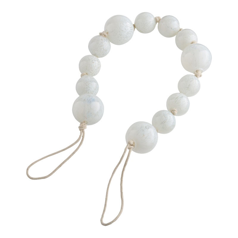 Large White Handblown Confetti Glass Bead Garland Decor