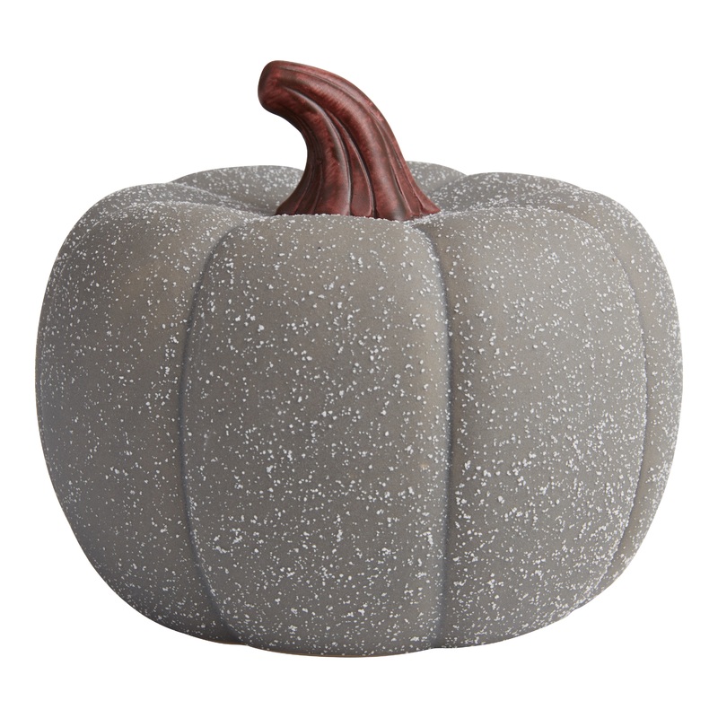 Medium Gray Speckled Ceramic Pumpkin Dcor