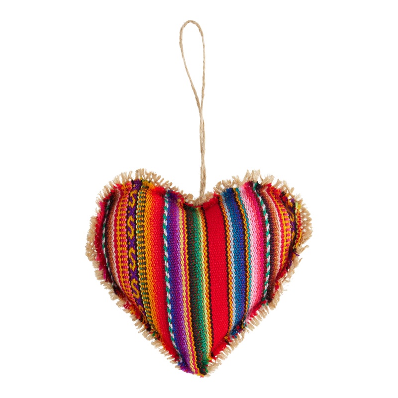 Multicolor Stripe Fabric Heart Ornament