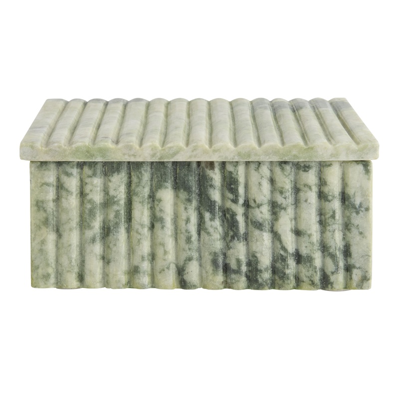 Natural Green Marble Fluted Trinket Box