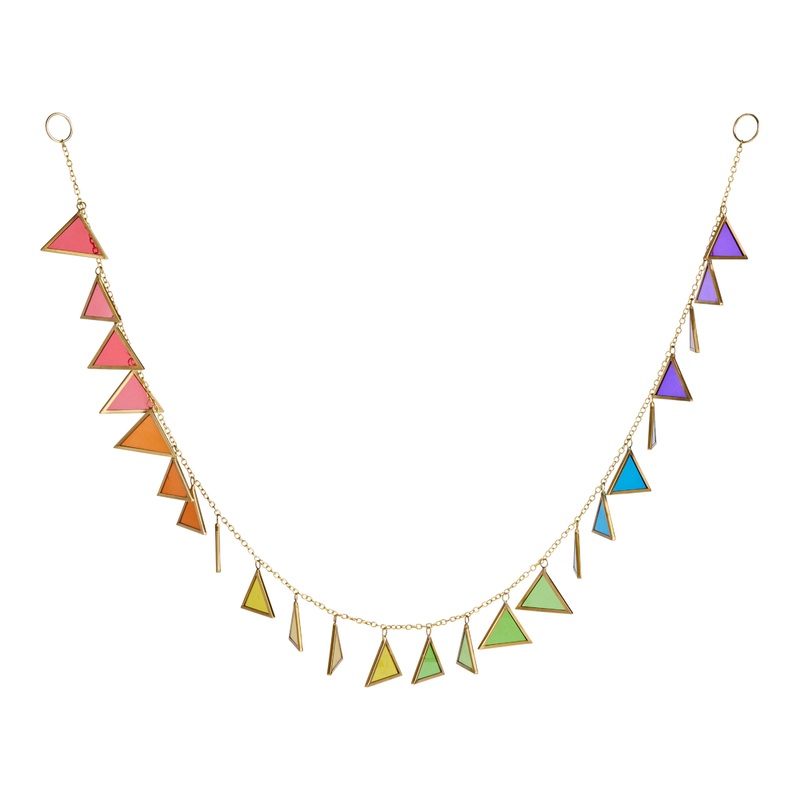 Rainbow Glass Triangles Suncatcher Garland
