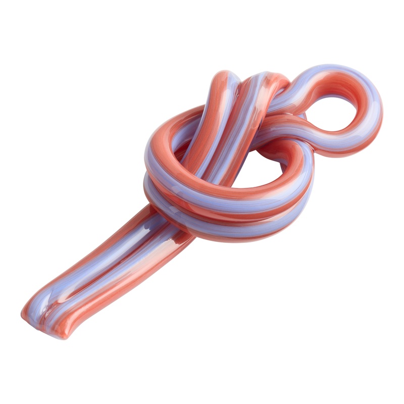 Red and Blue Handblown Art Glass Striped Knot Decor