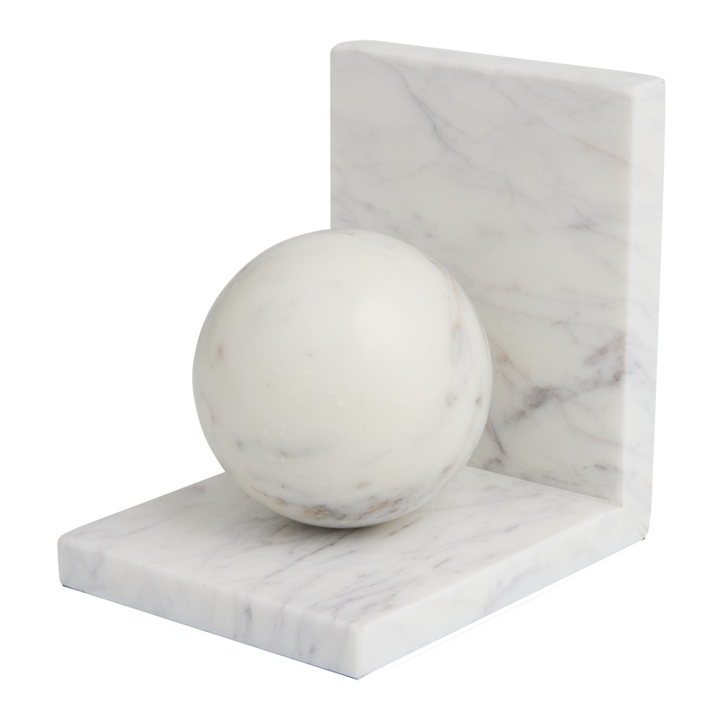 White Marble Ball Bookends