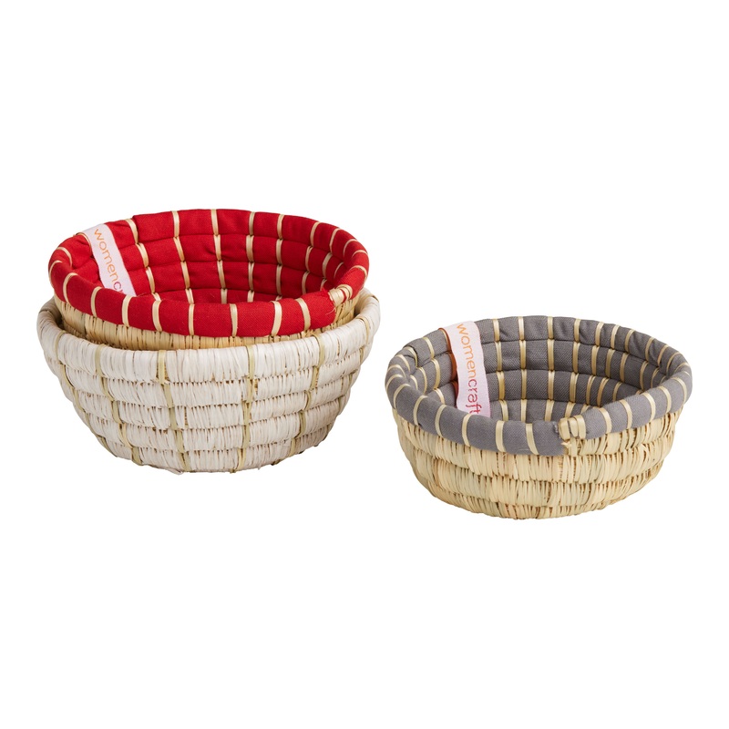 WomenCraft Natural Fiber Bakuli Bowl Set of 3