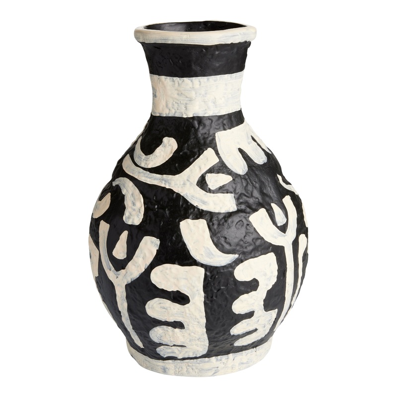 Black And Ivory Painted Ecomix Curvy Vase