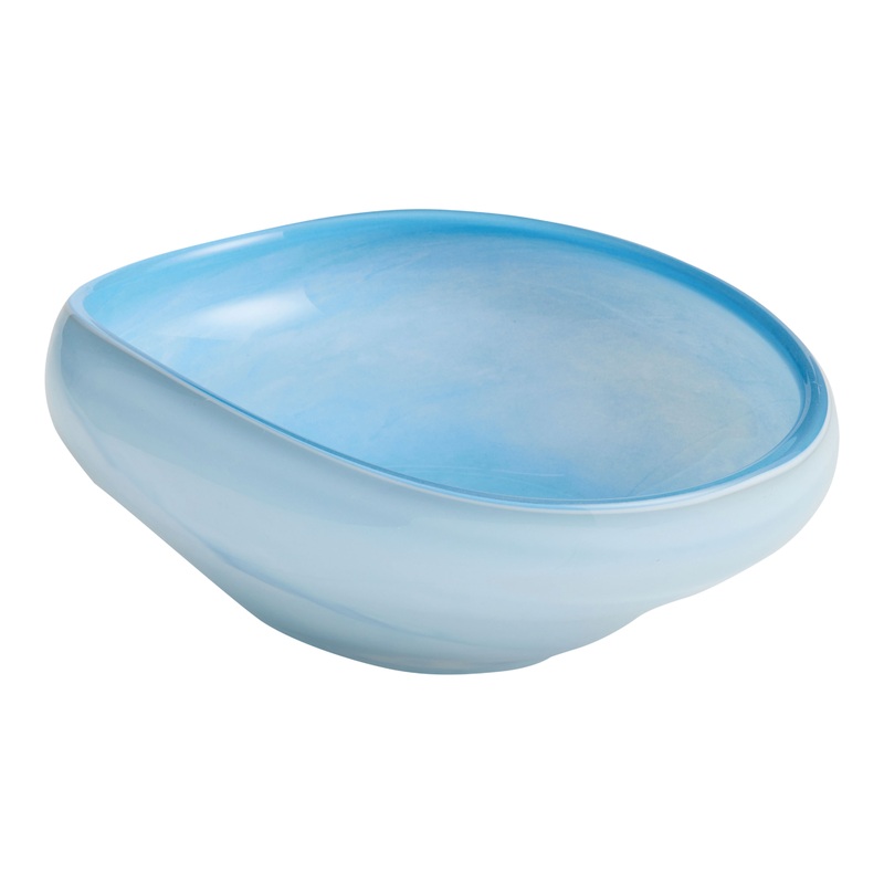 Blue Handblown Glass Decorative Bowl