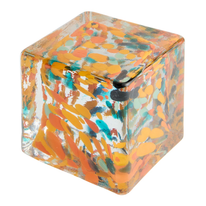 Confetti Art Glass Cube Decor