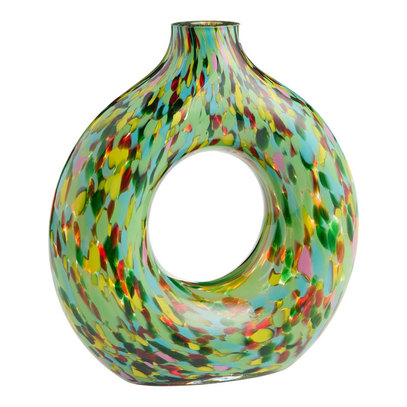Confetti Art Glass Donut Vase