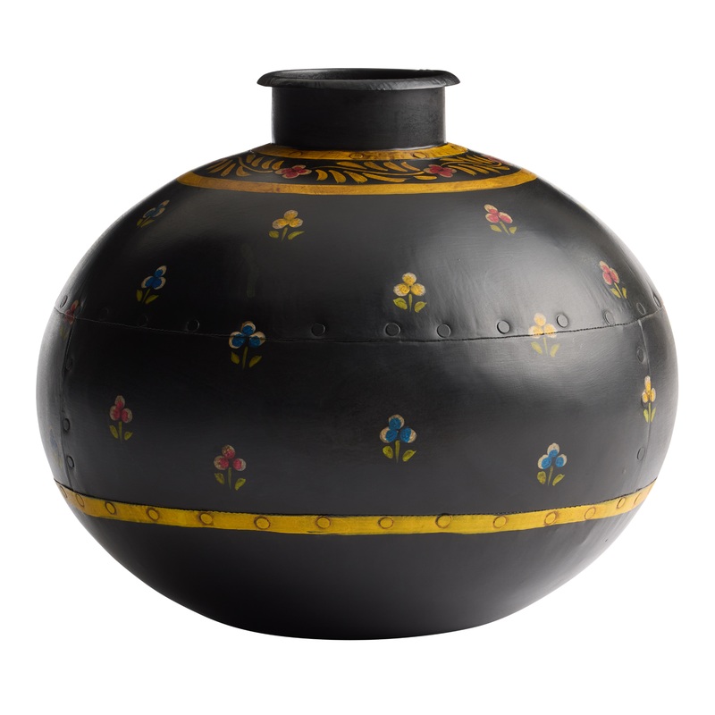 CRAFT Black Hand Painted Authentic Found Iron Vase