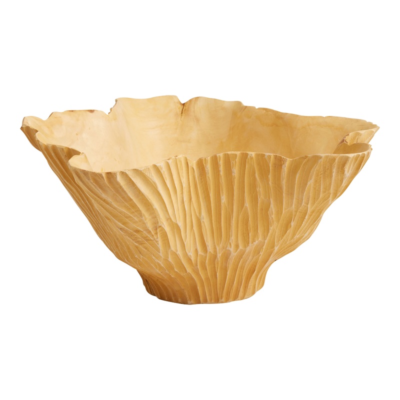 CRAFT Natural Teak Wood Ruffled Bowl